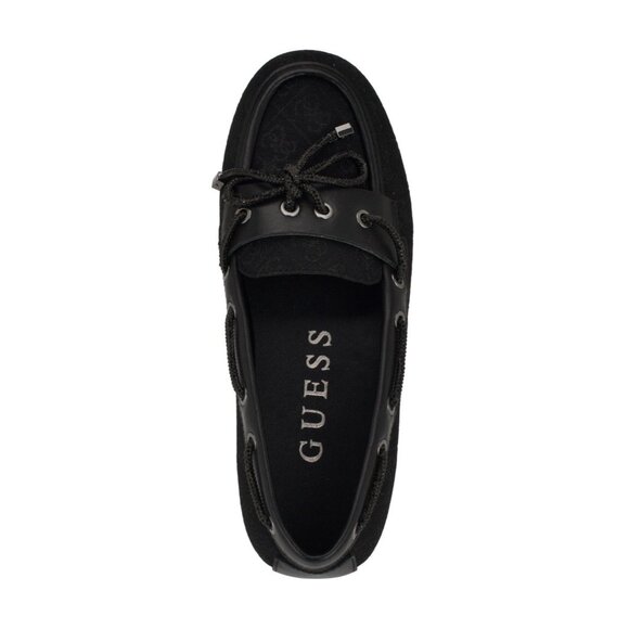Guess Women's Lavonta Rhinestone Lace Tailored Boat Shoes - Black Logo - Picture 4 of 4